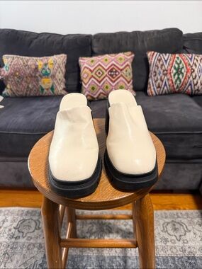 ASOS Cream Slip-On Platform Clog Mules